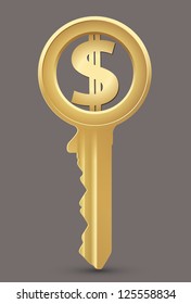 Dollar key - money concept