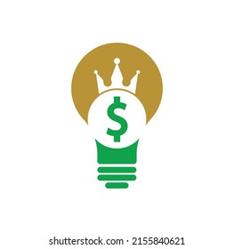 Dollar King bulb shape Logo Designs Concept Vector. Crown money icon Vector.