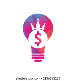 Dollar King bulb shape Logo Designs Concept Vector. Crown money icon Vector.