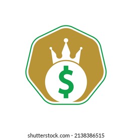 Dollar King Logo Designs Concept Vector. Crown money icon Vector.