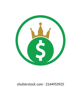 Dollar King Logo Designs Concept Vector. Crown money icon Vector.