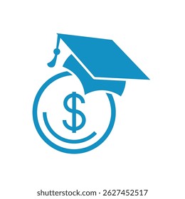Dollar and knowledge. Financial education, training. Vector illustration icon isolated on white background.