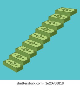 Dollar ladder steps money shape, illustration vector cartoon
