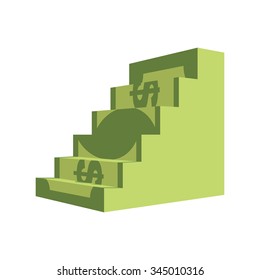 Dollar ladder. Steps out of  money. Ascent to wealth. Business illustration chart buck income growth.

