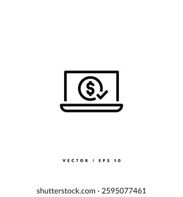Dollar Laptop Icon. Editable Stroke