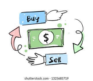 dollar leading hand drawn
