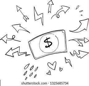 dollar leading hand drawn