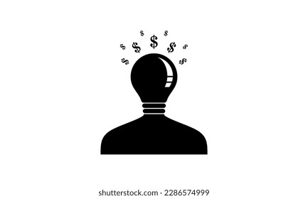 Dollar light bulb person logo