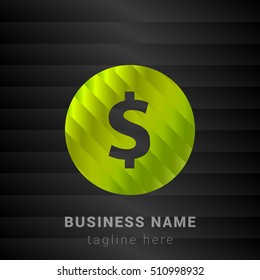Dollar Lime Green and Black silk fashion premium icon / Logo