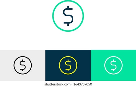 dollar line art icon vector 