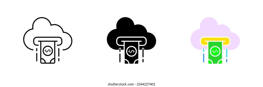 Dollar line icon. ATM, cash out, register, currency, sign, pay, payment, savings, incomings, finance. Business concept. Vector icon in line, black and colorful style on white background