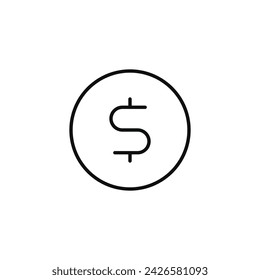 Icono de línea de dólar aislado sobre fondo blanco