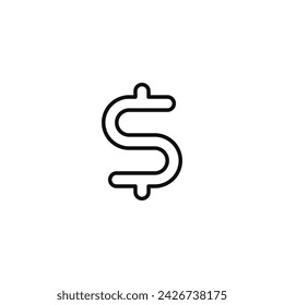 Icono de línea de dólar aislado sobre fondo blanco