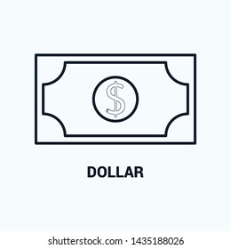 dollar line icon on white background