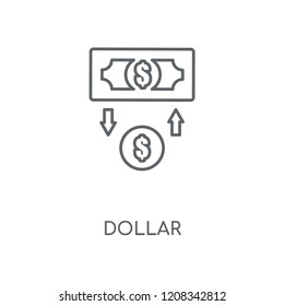 Dollar linear icon. Dollar concept stroke symbol design. Thin graphic elements vector illustration, outline pattern on a white background, eps 10.
