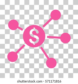 Dollar Links icon. Vector illustration style is flat iconic symbol, pink color, transparent background. Designed for web and software interfaces.