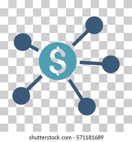 Dollar Links icon. Vector illustration style is flat iconic bicolor symbol, cyan and blue colors, transparent background. Designed for web and software interfaces.