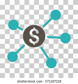 Dollar Links icon. Vector illustration style is flat iconic bicolor symbol, grey and cyan colors, transparent background. Designed for web and software interfaces.
