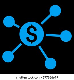 Dollar Links vector icon. Flat blue symbol. Pictogram is isolated on a black background. Designed for web and software interfaces.