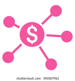 Dollar Links vector icon. Flat pink symbol. Pictogram is isolated on a white background. Designed for web and software interfaces.