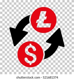 Dollar Litecoin Exchange icon. Vector pictogram style is a flat symbol, color, chess transparent background. Designed for software and web interface toolbars and menus.