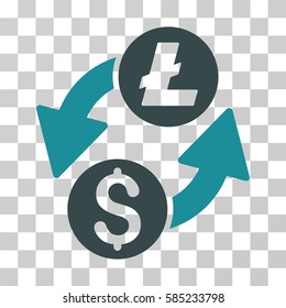 Dollar Litecoin Exchange icon. Vector illustration style is flat iconic bicolor symbol, soft blue colors, transparent background. Designed for web and software interfaces.