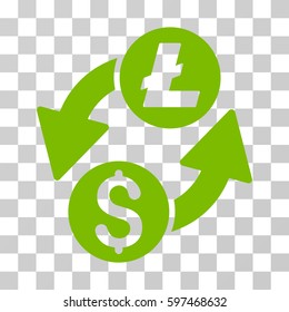 Dollar Litecoin Exchange icon. Vector illustration style is flat iconic symbol, eco green color, transparent background. Designed for web and software interfaces.