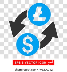 Dollar Litecoin Exchange vector icon. Image style is a flat blue and gray pictogram symbol.