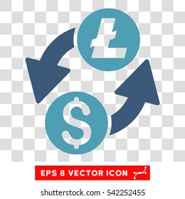 Dollar Litecoin Exchange vector icon. Image style is a flat cyan and blue icon symbol.