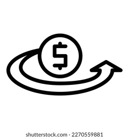 Vector de contorno de icono de préstamo en dólares. Crédito personal. Banca comercial