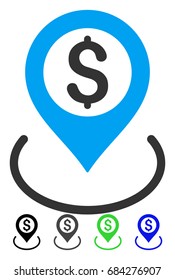 Dollar Location flat vector pictogram. Dollar Location icon with gray, black, blue, green color versions.