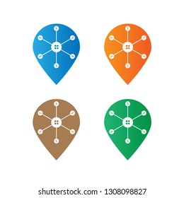 Dollar Location House Logo, editable and printable perfect for use in a wide range of new media templates: Web Marketing Agency, Social Media Services Showcase, Online Marketing Apps, and Web.