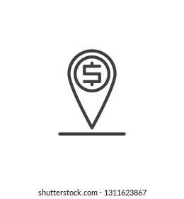 Dollar location pin vector icon. filled flat sign for mobile concept and web design. Money and map marker simple glyph icon. Symbol, logo illustration. Pixel perfect vector graphics