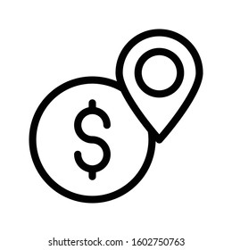 dollar location vector thin line icon 