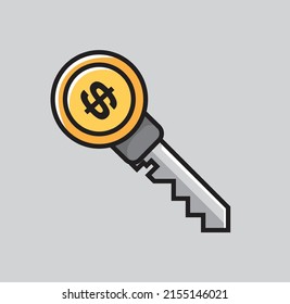 dollar lock, dollar coin, for: payment activities, transactions, buying and selling, selling, withdrawing cash and fees . vector ico illustration