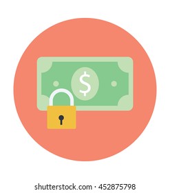 Dollar with Lock Colored Vector Illustration