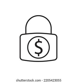 Dollar lock icon design. Lock money icon. Isolated on white background. vector illustration