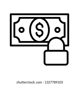 dollar lock line icon