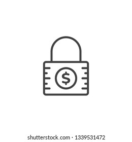 Dollar lock linear vector icon for web,mobile apps.