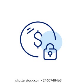 Dollar and lock. User bank account. Financial privacy and secure transactions. Pixel perfect, editable stroke icon