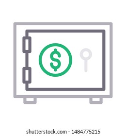 dollar locker colour line vector icon