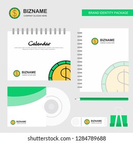 Dollar  Logo, Calendar Template, CD Cover, Diary and USB Brand Stationary Package Design Vector Template