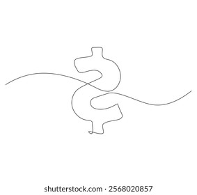 Dollar logo continuous line. Continuous one line drawing dollar logo. Money, logo  concept. Single line drawing