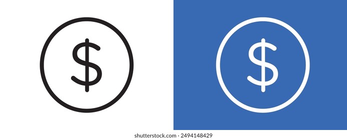 Contorno de Vector de conjunto de signo de logotipo de dólar