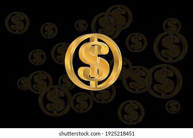 Dollar-Logo-Symbol, Vektorgrafik in goldener Farbe