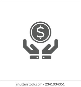 Dollar logo vector, flat design logo vector. bussines and finance. Two hands and dollar. Eps 10 Editable.
