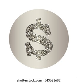 Dollar made of metal with glitter