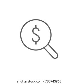 Dollar with magnifying glass thin simple vector
