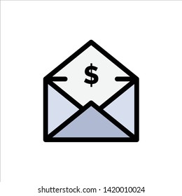 Dollar, Mail, Money, Money-Order  Flat Color Icon. Vector icon banner Template