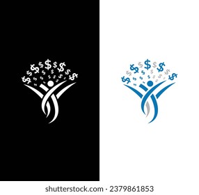 Dollar Man Logo Design. Logo noir et blanc. Utilisable pour les logos professionnels. Modèle De Conception De Logo Vectoriel À Plat